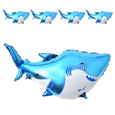 白色鯊魚鋁箔氣球, 5個, 混色