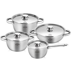 Cassani Induction Ponzo IH 不銹鋼鍋 4 件套, 單色, 單柄湯鍋18cm(附鍋蓋)+雙耳湯鍋20cm+22cm(附鍋蓋)+雙耳淺湯鍋26cm(附鍋蓋)