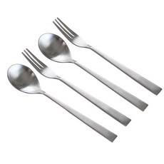 무광 샤틴 스텐 티스푼 + 티포크 세트, 티스푼 2p + 티포크 2p, 1세트