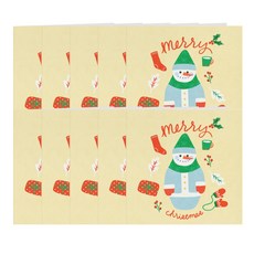 俄羅斯娃娃雪人卡片 + 內頁 + 卡片信封套組, 10套, 白色(信封)