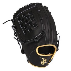 HI-GOLD 投手全能硬質手套，棋盤網狀左手投擲 HL205MBGPA001, 黑色+金色