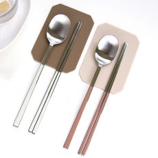 法式布蘭 矽膠筷架陶瓷彩色餐具2人組, 矽膠筷架 2p + 湯匙 2p + 筷子 2雙, 奶油, 摩卡拿鐵