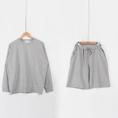 빼빼 여성용 긴팔 맨투맨 + 스트링 밴딩 반바지 세트