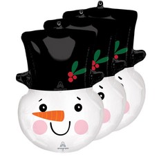 anagram SuperShape 笑臉雪人頭部鋁箔氣球, 3個, 混合色