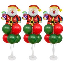 聖誕禮物聖誕老人氣球插棒組, 3套, 綠色, 紅色(氣球)