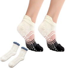 해시그라운드 여성용 스트라이프 면 논슬립 요가양말 유발 2족 + 수면양말 세트