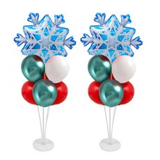 聖誕節超級造型緞面雪花氣球插座套組, 2套, 鉻綠色, 紅色, 白色(氣球)