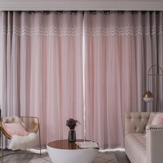 GINNA SONG Clara 雞眼遮光窗簾 窗簾桿另售, 粉紅色