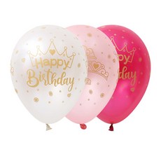 Sempertex 生日皇冠珠光3色混合氣球 30cm, 24個, 隨機出貨