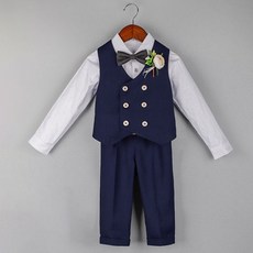 Edgeland 男童花朵胸花西裝5件組