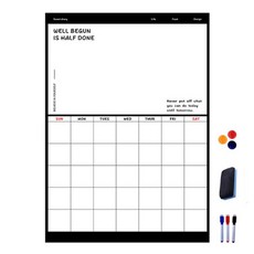 磁吸式月曆記事板 BSH24+白板筆 3色+白板擦+磁鐵 3款組, 橡膠瓷+PET