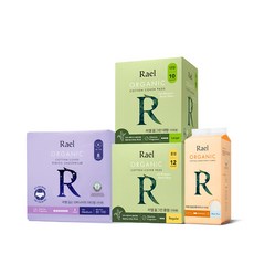 Rael All Green衛生棉 中型+大型+超薄護墊+夜用褲型衛生棉 M 月經週期2組, 1套