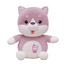 Haesol 珍珠奶茶柴犬麻糬睡覺娃娃, 1個, 粉色