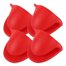 矽膠迷你料理烤箱廚房手套, 4個, 紅色 (MP207)