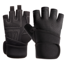 Rich Duck 護腕雙重保護魔鬼氈健身手套 雙手組, 黑色