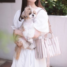 AMYLOVESPET 寵物朱莉步行包, 條紋米色, 1個