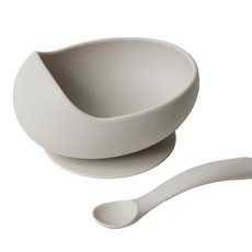 코니 이지피드 실리콘 와이드 흡착볼 & 스푼 세트, 오트밀, 1개