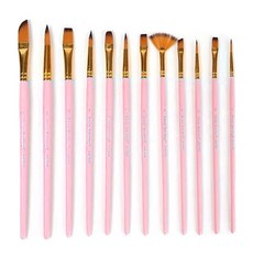 OON 柔和顏色尼龍刷丙烯酸藝術刷粉紅色12種, 1套, 12種