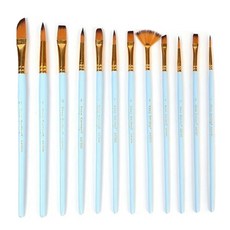 OON 柔和顏色尼龍刷丙烯酸藝術刷藍色12套, 1套, 12種