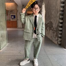 Orenjidamom 男童雙扣格紋外套 + 格紋褲套裝