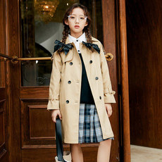 ORANGEDAMOM 女童雙排扣腰帶風衣