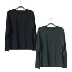잘빠진 여성용 워밍 올데이 베이직 무지 긴팔 티셔츠 2종 세트
