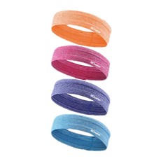 MONSTER 雙層矽膠內襯防滑運動髮帶 4入組, 橘色, 粉紅色, 紫色, 藍色