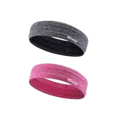몬스터 이중 실리콘 라이닝 미끄럼 방지 스포츠 헤어밴드 2p 세트, gray, pink