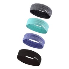 몬스터 이중 실리콘 라이닝 미끄럼 방지 스포츠 헤어밴드 4p 세트, gray, green, purple, black, 1개