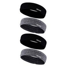 몬스터 이중 실리콘 라이닝 미끄럼 방지 스포츠 헤어밴드 4p 세트, black, black, gray, gray, 1개