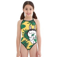 HOOG 女童款卡通圖案交叉綁帶連身泳衣 GXA170