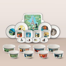 PAWIE 卡通圖案餐具 21件組, 混合顏色, 6種