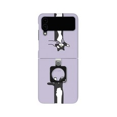 유스픽 길쭉 고양이 스퀘어링 하드 휴대폰 케이스 + 카라비너 세트