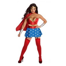 萬聖節神力女超人服​​裝+絲襪+手鍊+頭帶+披風+襪子