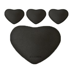 BLACKBUCK 캠핑 테이블 가죽 식기 받침대 중형 하트, 4개, 블랙