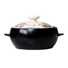 歐式雙耳耐熱鍋+玫瑰印花鍋蓋組 2號, 15cm, 1入