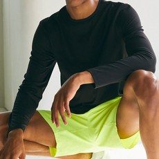 andar 男款素色彈力縫線長袖T恤