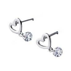 에르모사제이 여성용 925 데일리 민자 하트 큐빅 은 귀걸이 E024
