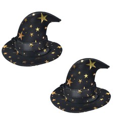 PARTYSHOW 萬聖節星星巫師帽, 2入, 黑色