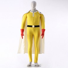 萬聖節服裝 一拳超人埼玉 一體式衣服+腰帶+披風+手套組