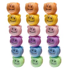 Kkokka亮片熊一字型6色螢光筆, 3個, 混合顏色