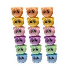 可愛熊貓串串6色螢光筆, 3個, 混合色