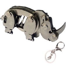 soonZAM 鋼鐵擬真銀色3D DIY塑膠模型 59 犀牛鑰匙圈製作, 1個