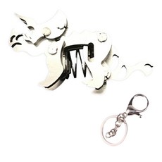 soonZAM 鋼鐵擬真銀色3D DIY模型 56 三角龍鑰匙圈製作, 1個