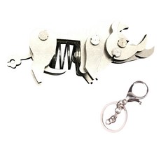 soonZAM 鋼鐵寫實銀色3D DIY塑膠模型 58 野豬鑰匙圈製作, 1個