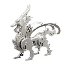 soonZAM 鋼鐵擬真銀色3D DIY塑膠模型16銀色甲龍, 1個