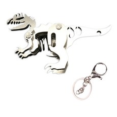 soonZAM 鋼鐵寫實銀色3D DIY塑膠模型 50 雙脊龍鑰匙圈製作, 1個