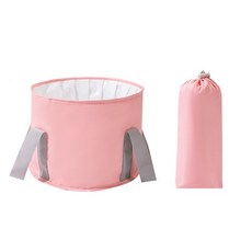 픽샵커머스 라이프스윗 캠핑 청소 세차 족욕 다용도 기능 접이식 양동이 소 + 파우치, 핑크