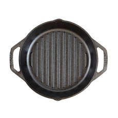 LODGE 電磁爐適用雙耳鑄鐵圓形橫紋煎烤盤, 直徑27.1cm, 1個