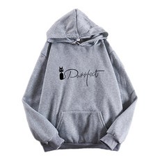 러블리 캣 레터링 오버핏 기모 후드티 임산부 상의